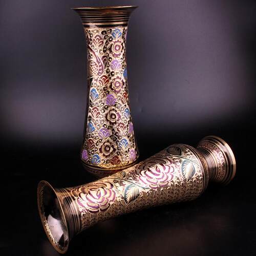 铜家居玄关中式装饰品雕刻花瓶家居巴基斯坦花瓶手工摆件仿古古典