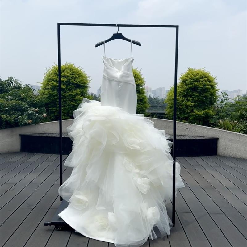 婚纱头纱展示架落地带轮移动平板新娘试纱架拍照摄影架子模特道具