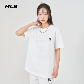 mlb男女情侣运动简约t恤休闲纯色圆领短袖24夏季tsb02