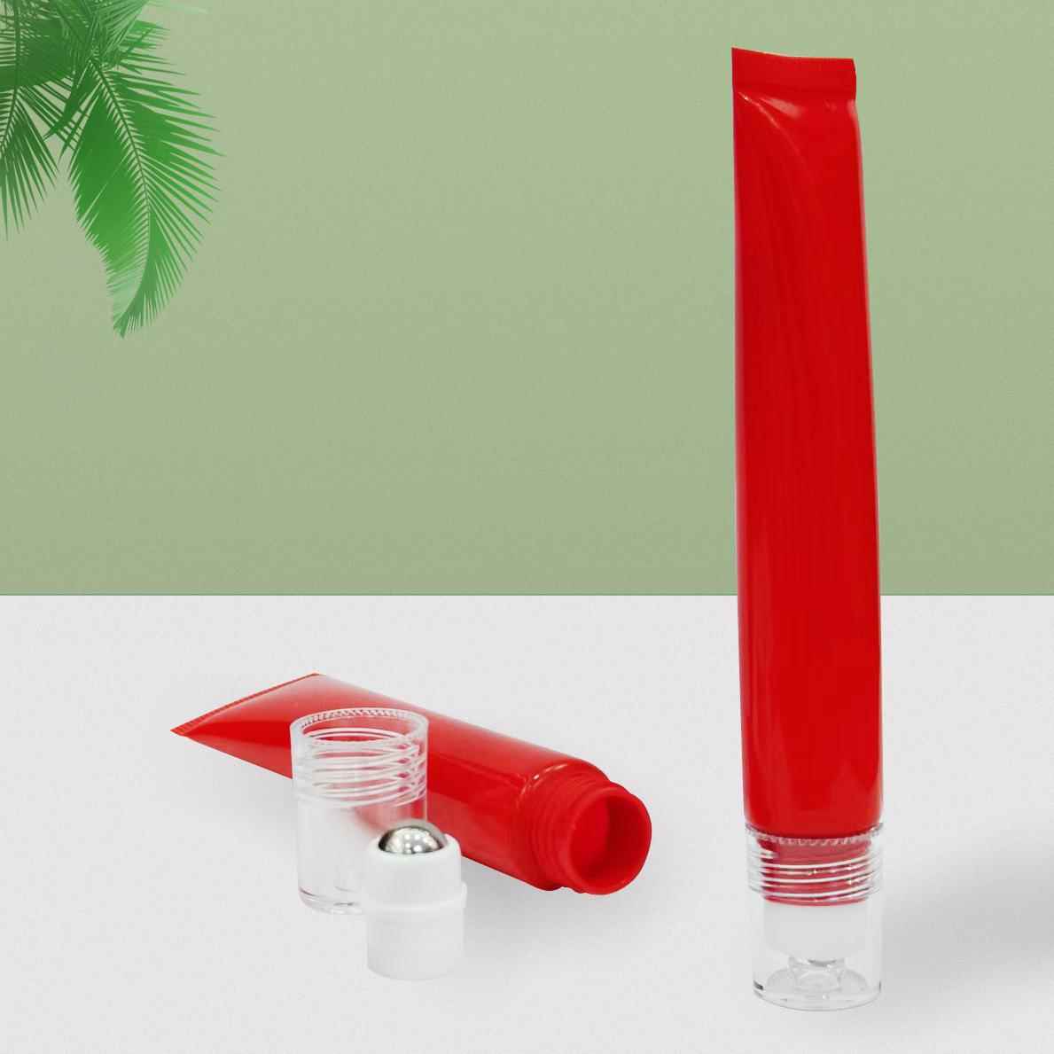 20克现货红色滚珠眼霜软管 按摩头塑料PE包材 三颗珠包装工厂广州