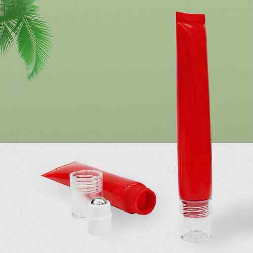 20克现货红色滚珠眼霜软管 按摩头塑料PE包材 三颗珠包装工厂广州