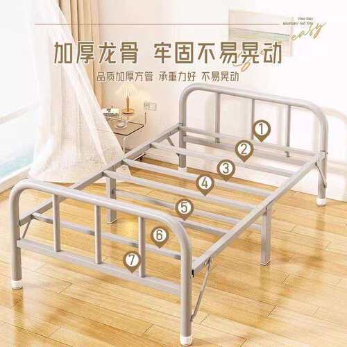 折叠床单人床卧室家用1米2双人床1米5简易成人出租房临时床铁架床