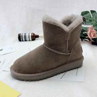 高档冬羊一皮毛体真皮羊毛雪地靴女加保厚短筒暖季短靴子学生大码