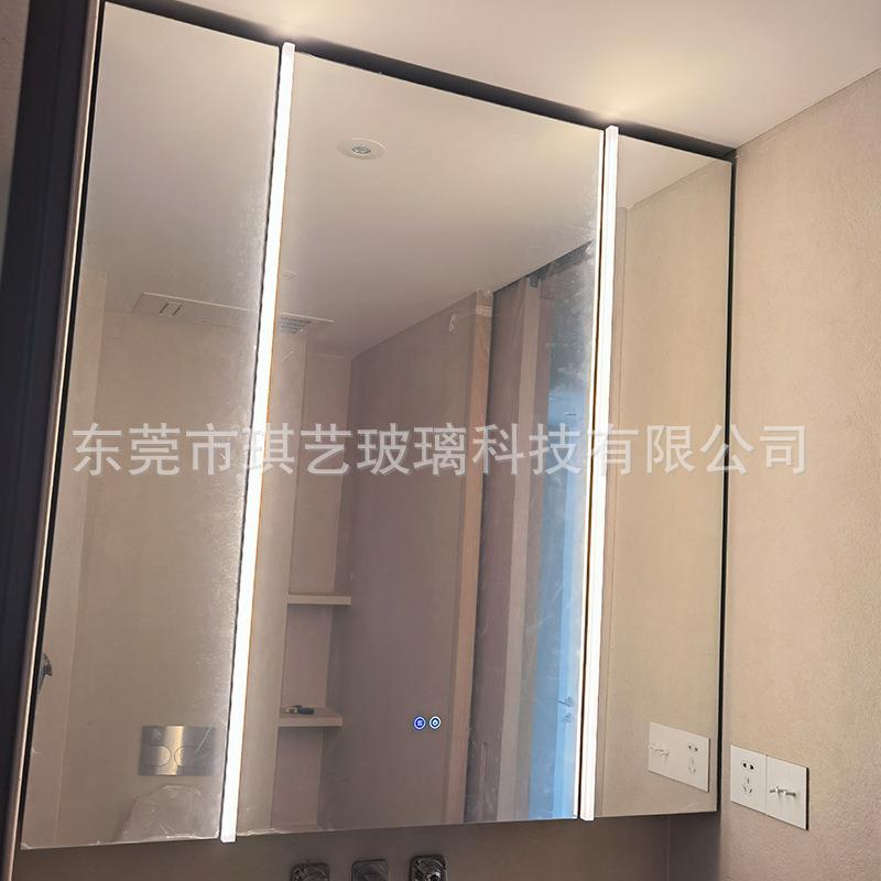 新款直销浴室卫生间方形智能镜柜带LED灯 洗手台化妆台壁挂防雾储