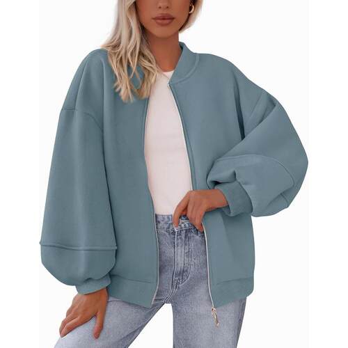 Autumn zipper hoodie jacket long sleeved pilot jacket