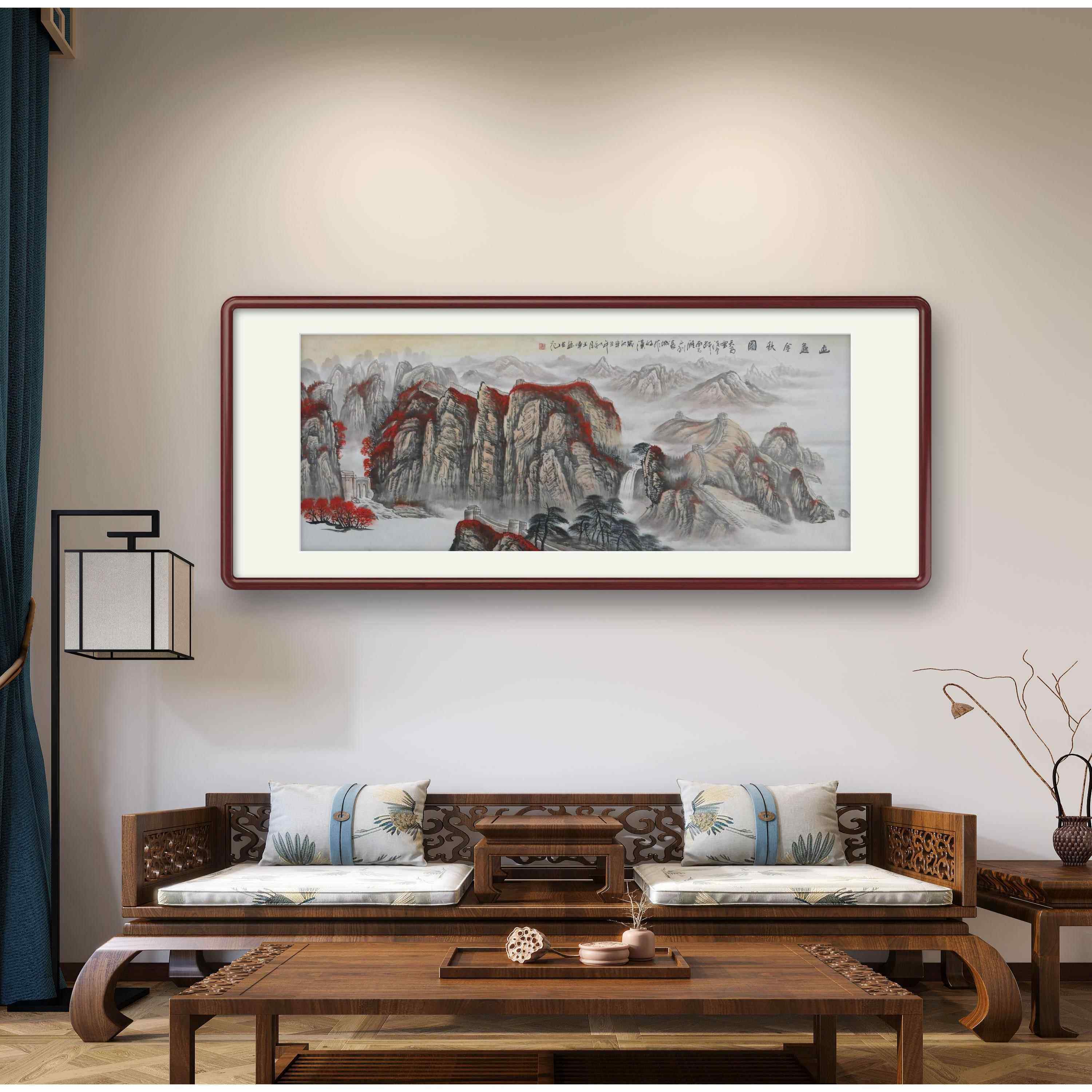 幽燕金秋图名家手绘山水画新中式客厅靠山办公室招财国画水墨挂画