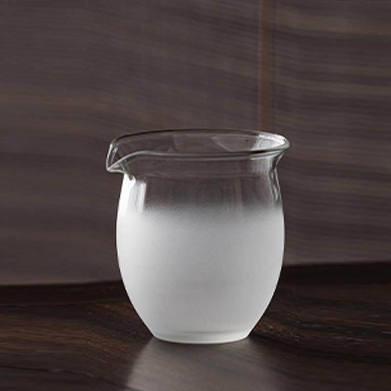 日式磨砂玻璃公道杯加厚分茶器云雾公杯茶杯茶具套装