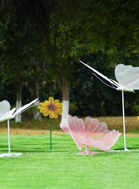 户外不锈钢镂空蝴蝶雕塑园林景观公园样品屋展示中心铁艺彷真发光