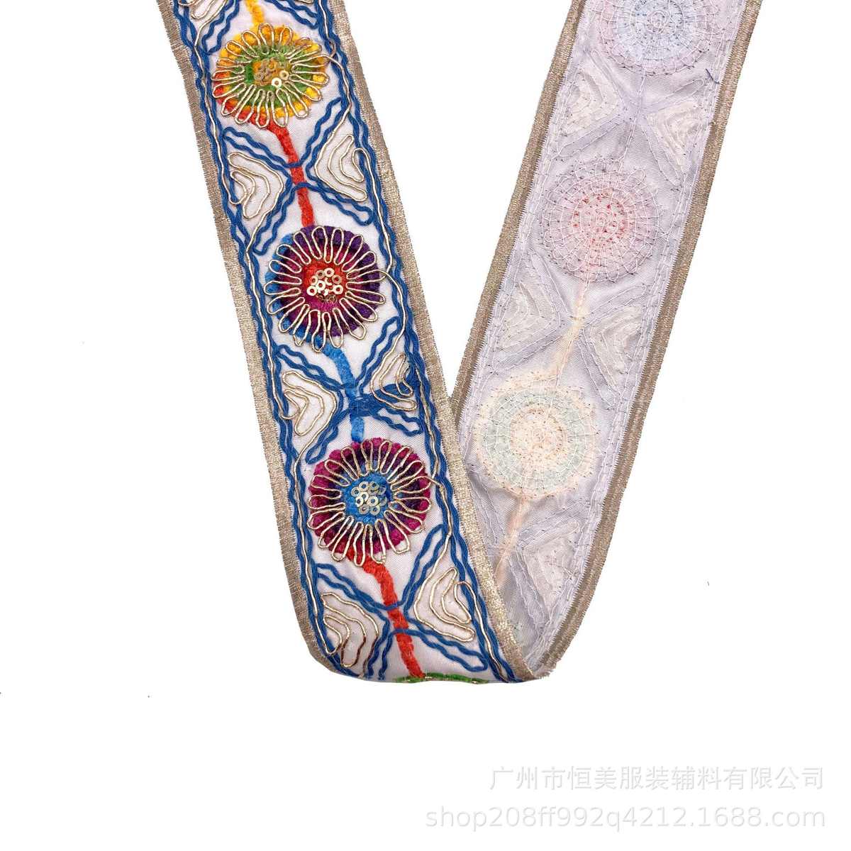 花边刺绣箱包直供绒绣5cm段鞋染厂家条码配饰花花边材车股绳