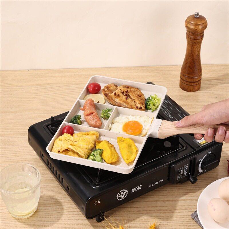 新款不粘锅麦饭石平底锅家用早餐锅四孔煎蛋锅煎牛排多功能煎锅