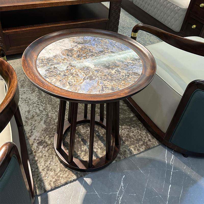 新中式乌金木角几客厅沙发边几全实木中式简约洽谈茶几现代小圆几