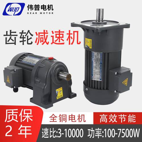 齿轮减速电机380V卧式立式400W750W伟普变频调速马达齿轮减速机