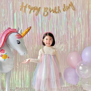 雨丝门帘生日气球装饰派对布置用品2米流苏彩带拉花背景墙雨丝帘