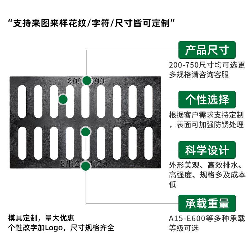 水墨铸铁下水道盖板沟阴井盖雨篦子格栅窑井盖重型941排水地沟球