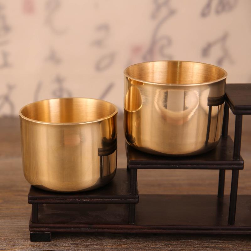 铜杯子喝水加厚纯铜茶杯防摔纯手工家用大号茶盏主人杯单个接粉杯