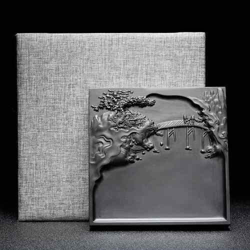 正品安徽歙砚可磨墨书法藏砚方台天然原石形收礼文房四宝送非端砚