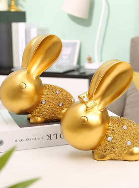 简约可爱一对情侣对兔摆件树脂工艺品家居玄关电视柜桌面装饰摆件