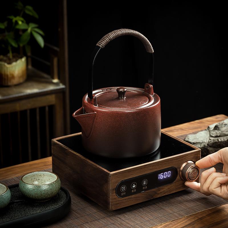 福熙堂厂家双控胡桃实木电陶炉家用室内围炉煮茶茶炉整套组提梁壶
