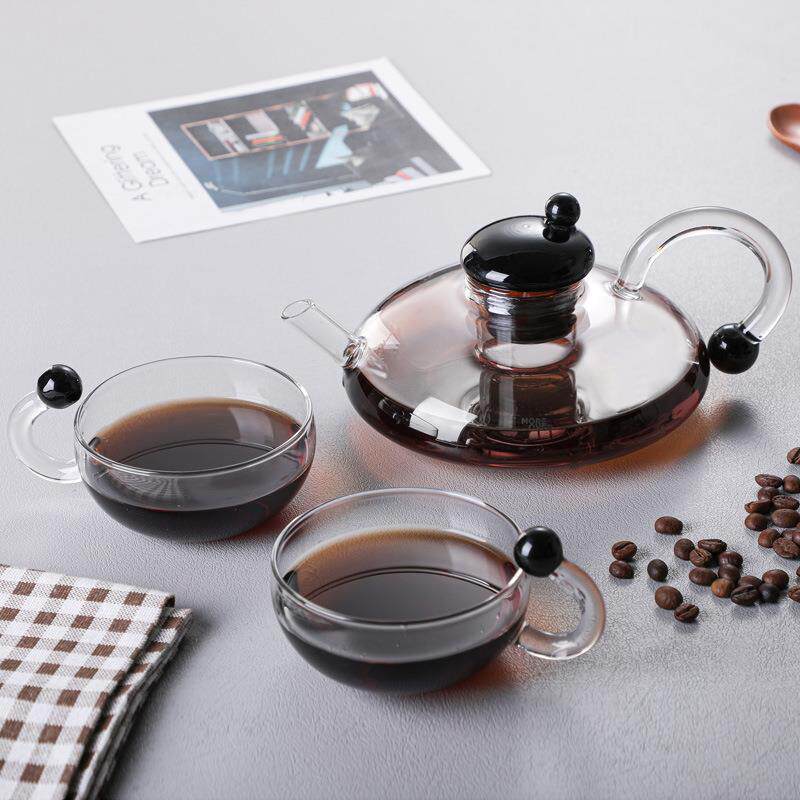 厂家销售鼠尾茶咖壶高硼硅玻璃加厚茶壶咖啡壶花茶壶杯子套装