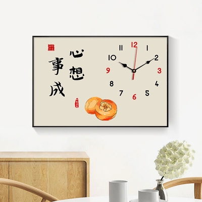 免打孔电表箱装饰画新中式风格带钟表开关盒遮挡挂画平安喜乐字画