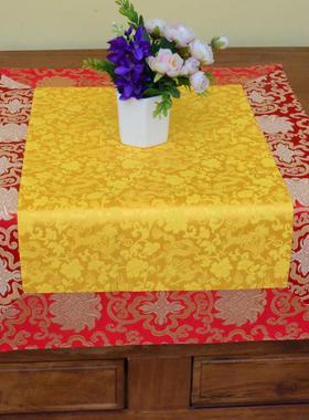 藏族供桌布佛台布家用居家佛堂装饰富贵花小金龙黄色长方形桌台布