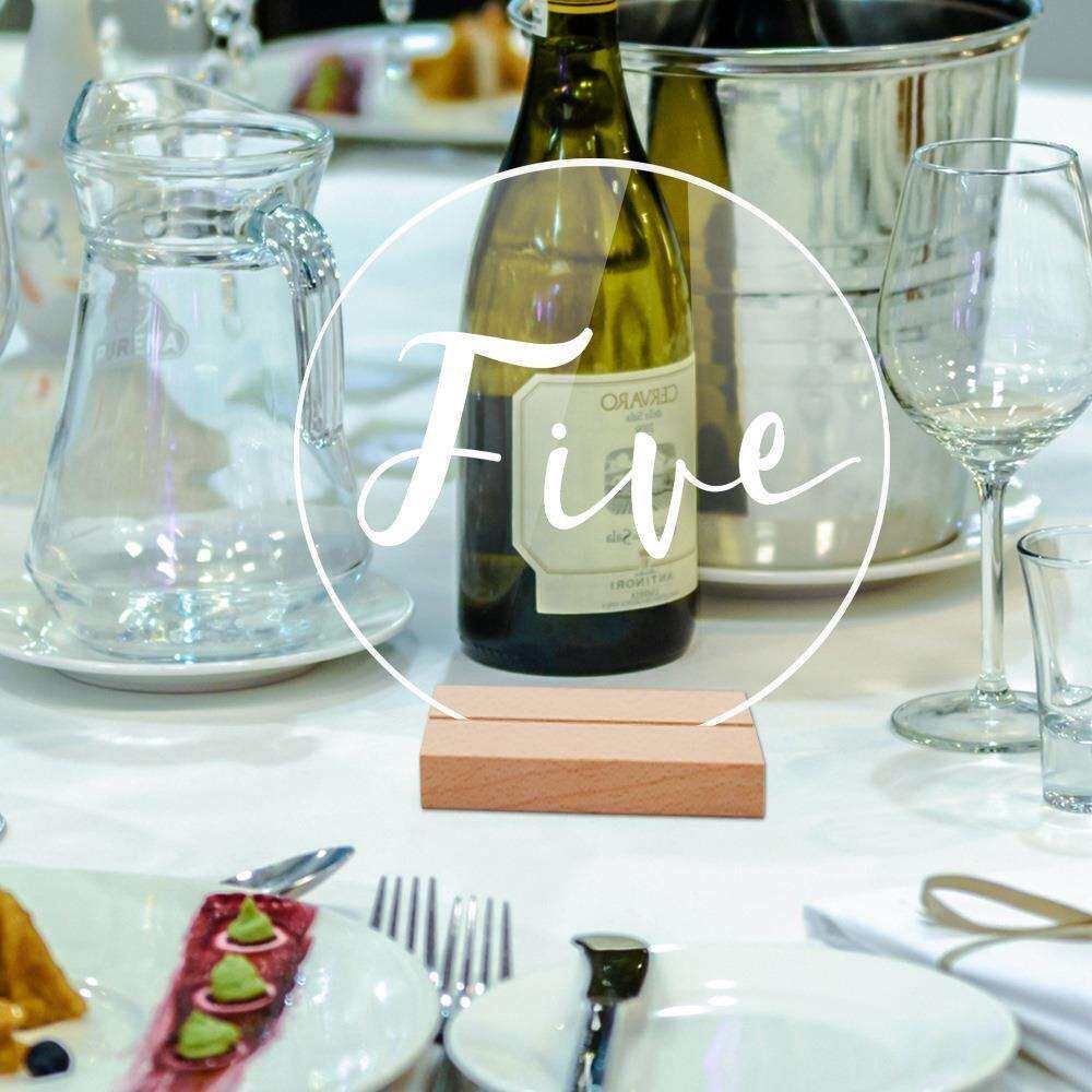 BTU080亚克力圆形桌位牌婚礼桌号牌餐桌牌酒席UV木质底座席位牌