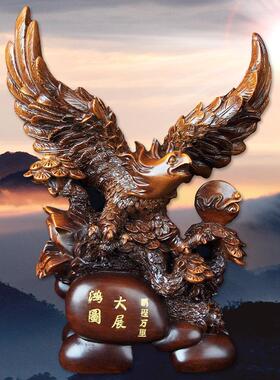 工厂直供装饰品老鹰摆件大鹏展翅仿木质开业树脂工艺品商务礼品