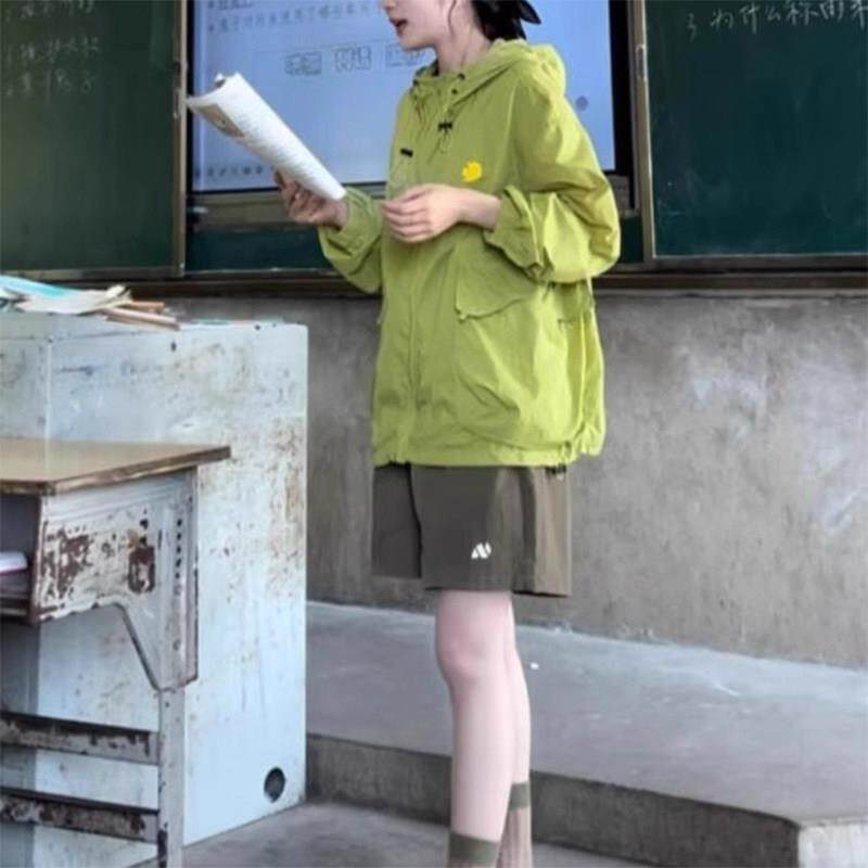 绿色山系防晒衣女款夏季轻薄速干 干透气户外骑行防晒服冲锋衣薄