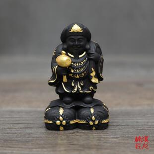 高档匠心大楠黑天木溪雕佛像本日护法神