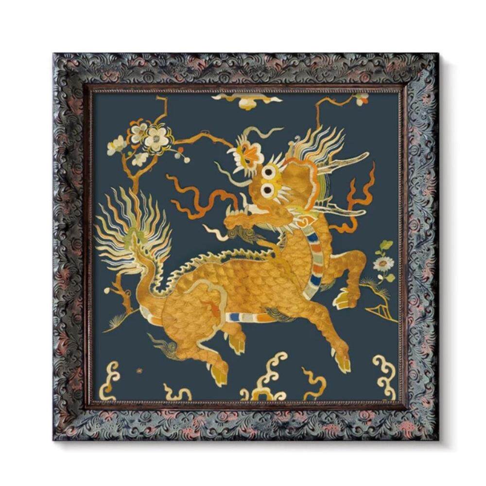 马蹄莲与鸢尾花高级感法式中古风装饰画复古玄关卧室挂画实木框