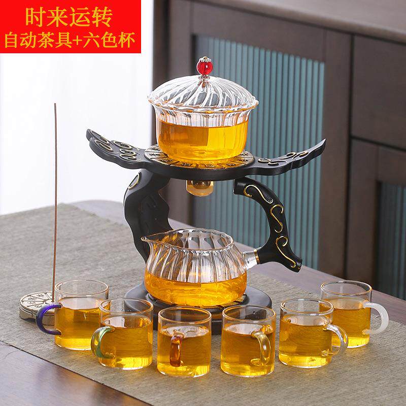 创意半全自动茶具套装玻璃懒人功夫泡茶器家用办公室宫灯茶壶茶杯