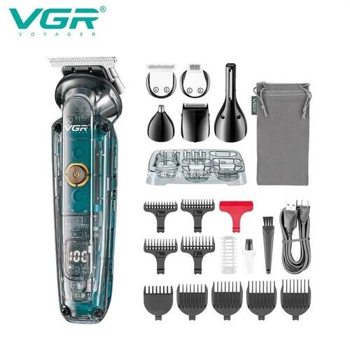 VGR多功能六合一理发器透明数显油头推剪鼻毛剃须鬓角器V-102