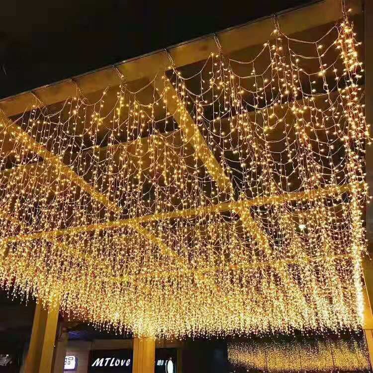 led满天星防水瀑布闪灯窗帘灯串