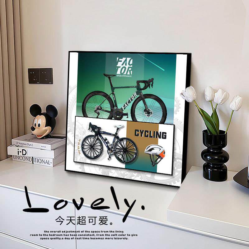 单车挂画复古合金自行车老式自行车模型金属单车儿童房卧室装饰画
