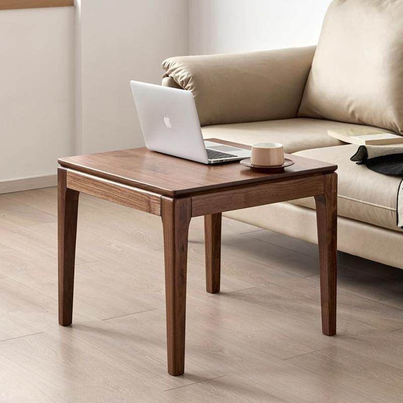 北美黑胡桃木实木沙发边几客厅北欧收纳方几正方形小茶桌角几原木