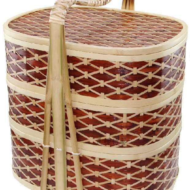 0J0竹编篮子 酒店送餐篮外卖食盒拜拜篮手提竹篮 礼品盒野餐篮祭