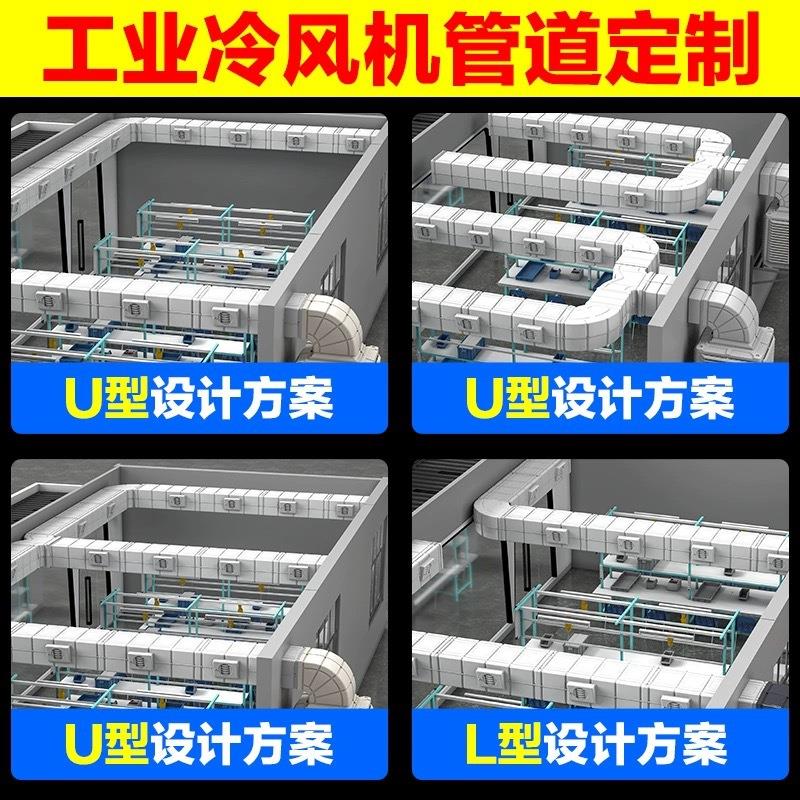 工业冷风机室内风管塑料通风管道水冷空调直管弯头变径上下左右弯