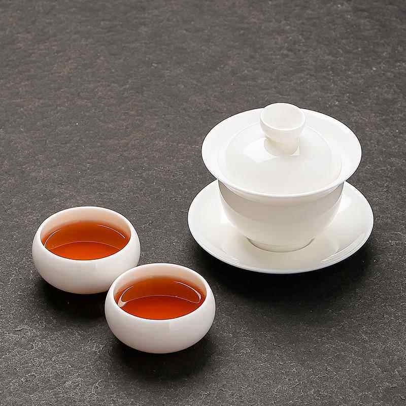 高档千夫0里江山羊脂玉白瓷功茶具套装家用轻奢高端陶瓷盖碗茶225