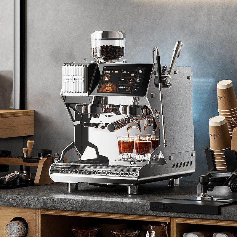 雪特朗咖啡机意式旋转泵研磨一体双锅炉接上下水不锈钢商用办公室