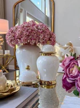 过年装饰摆件客厅氛围感好物摆件陶瓷轻奢电镀将军罐欧式花插花瓶