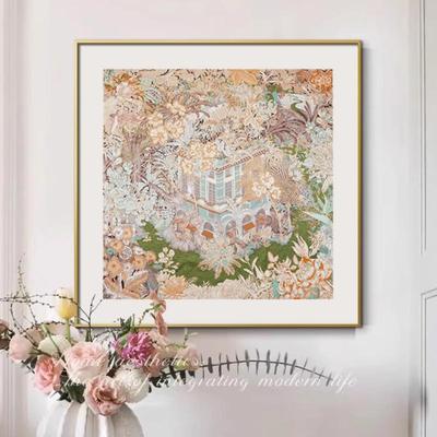 丛林福宝 现代法式奶油风客厅装饰画斗柜摆画玄关过道走廊挂画