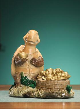 黄铜乌龟摆件招财霸下小摆件招财黄铜龙头龟办公室铜制装饰