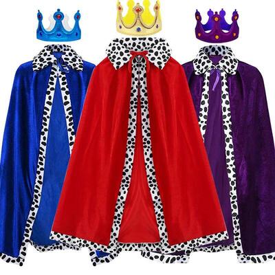Adult Kids Cape King Prince Cosplay Costume Crown Shawl
