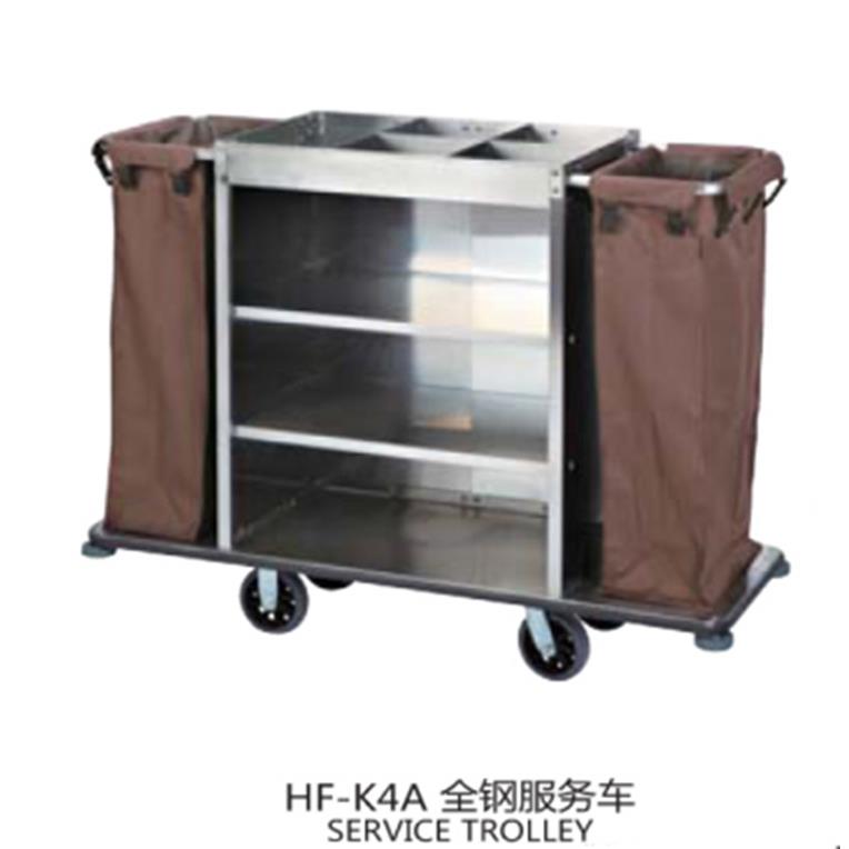 厂家供应不锈钢客房服务车 全钢服务车 可选单边/双边布袋