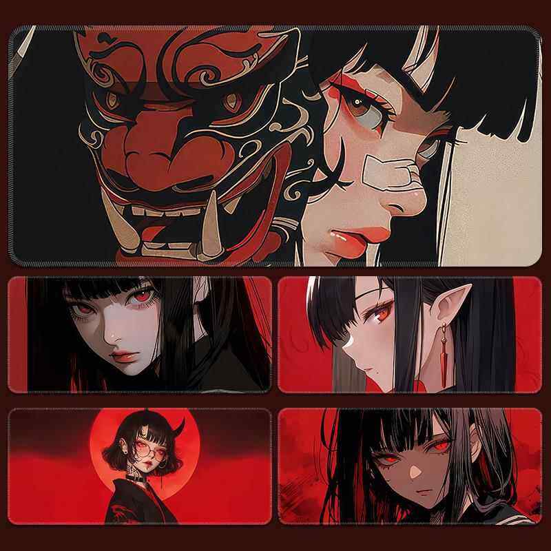 红色女孩鼠标垫超大国风动漫定制男生游戏电脑桌垫子大号键盘桌垫