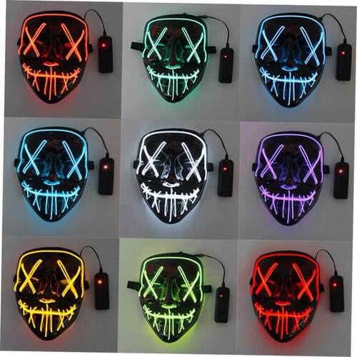 2pcs led light mask Halloween costume prop Scary Face mask