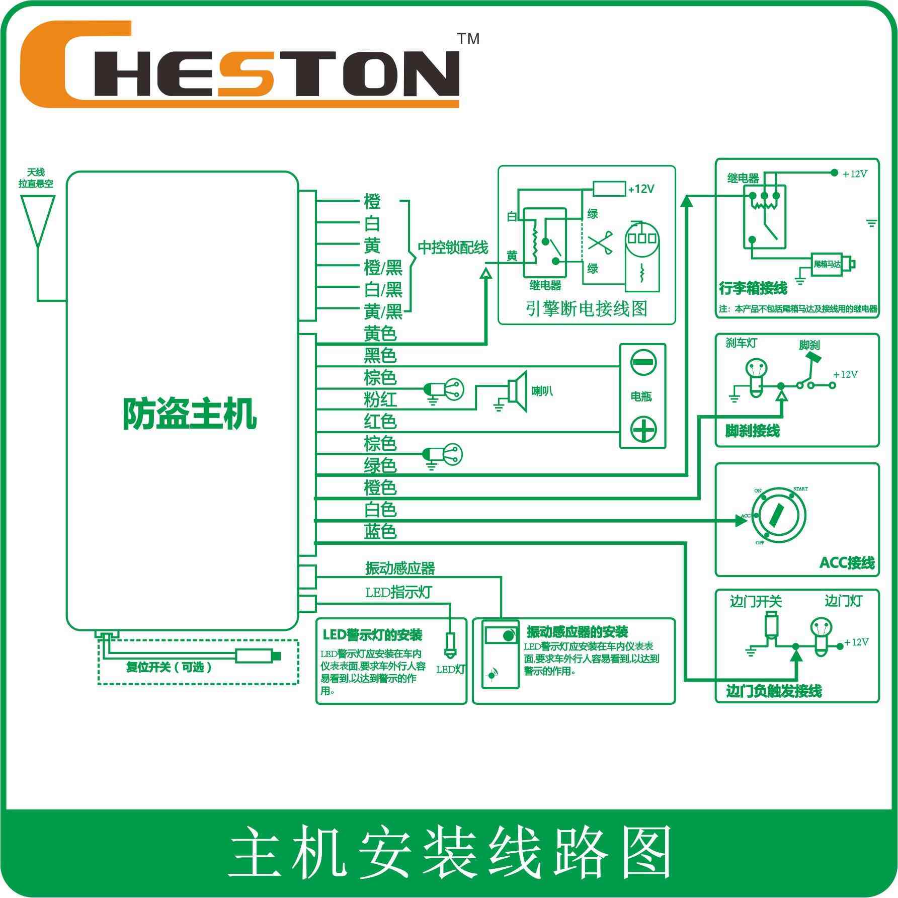 厂家化直销汽车盗器单向防盗器开动尾箱防电气自静音防盗报CSD102