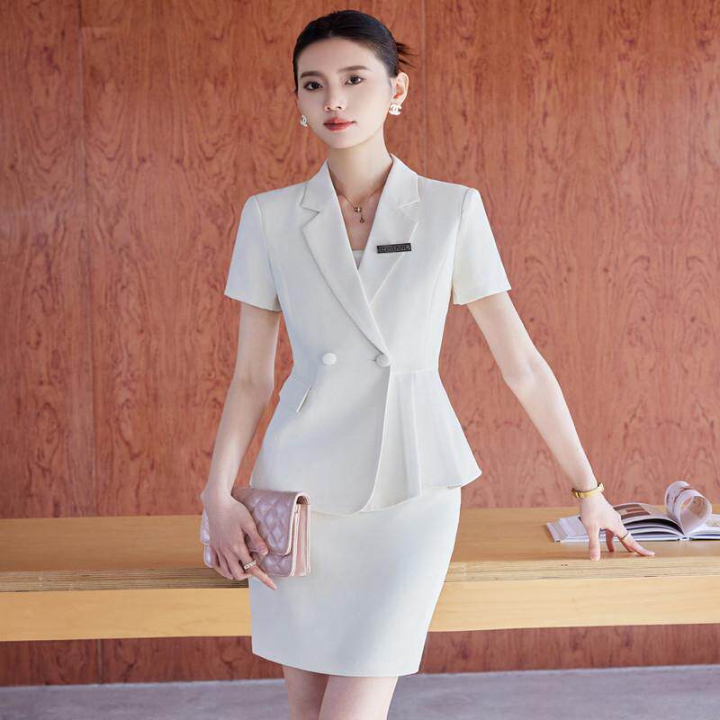 白色西装套装女2026新款夏季珠宝店美容院工作服案场客服职业工装