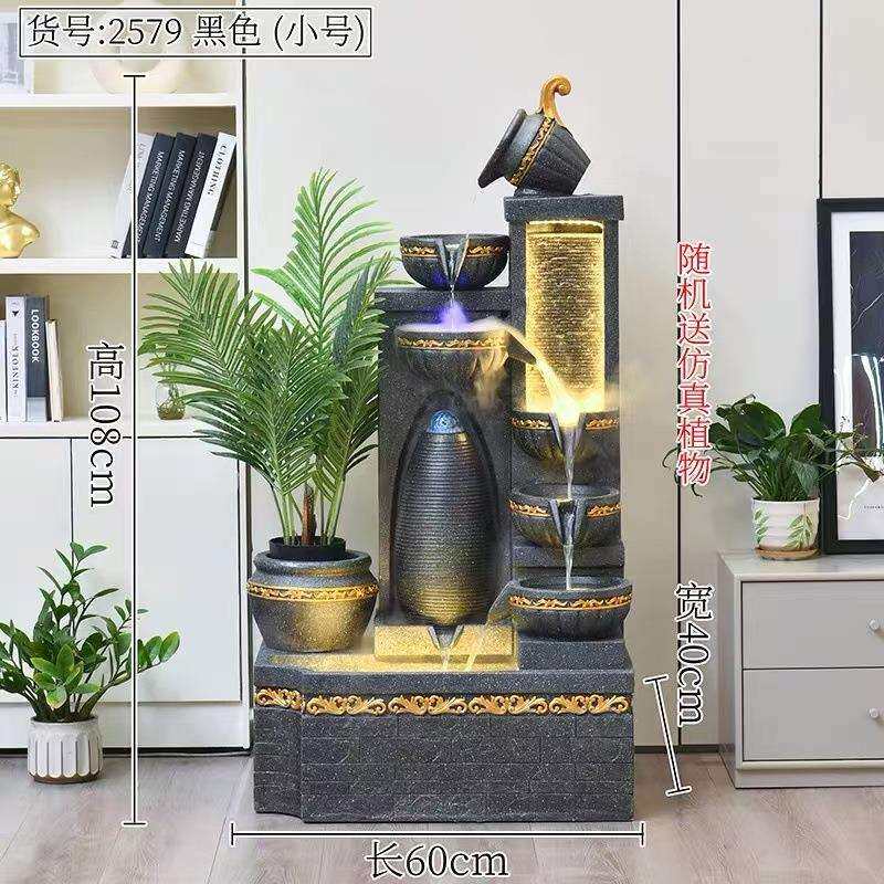 欧式水喷幕墙摆流水泉摆件家居客厅庭院公玄司关鱼池水HDZ景水循