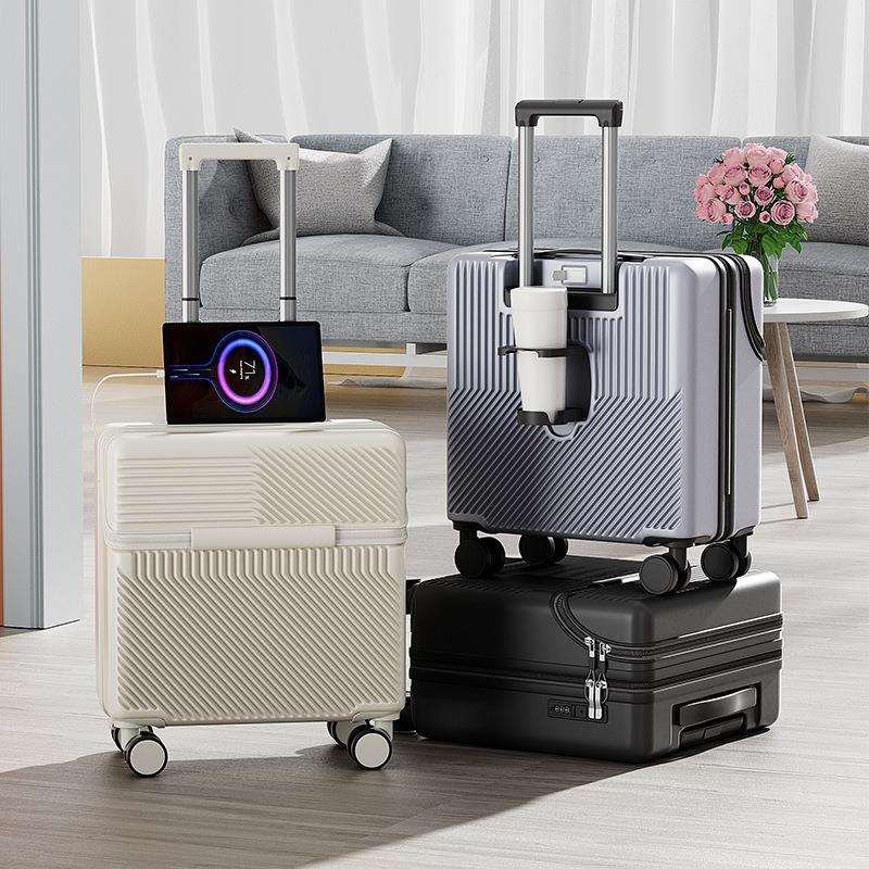 半开盖新款登机箱18寸女网红静音万向轮旅行行李箱拉杆箱男便携式